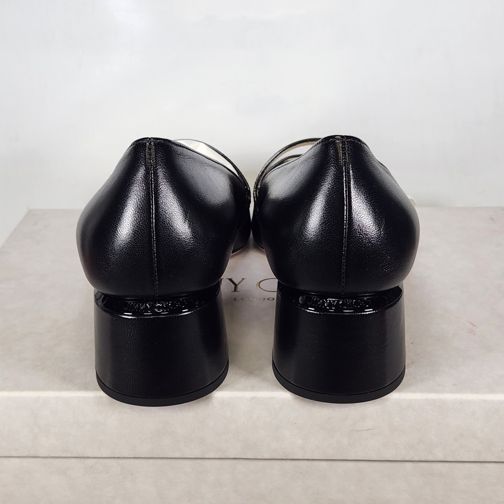 Jimmy Choo Elisa 45 Pumps Women Size 38.5 Black Patent Nappa Leather Mary Jane - Picture 5 of 9